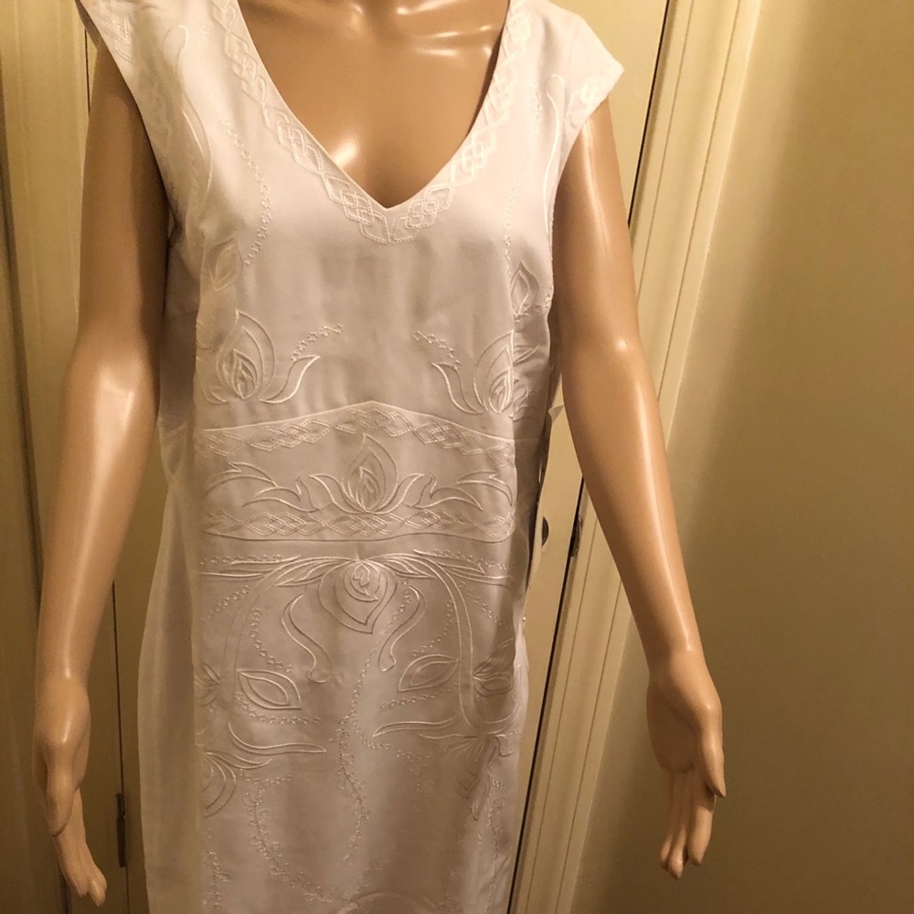 White Linen Sleeveless Dress